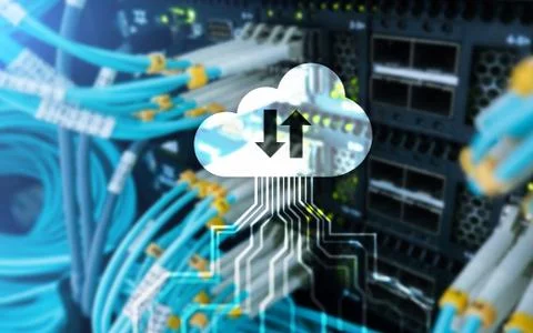 CLoud server and computing, data storage and processing. Internet and technol Stock Photos