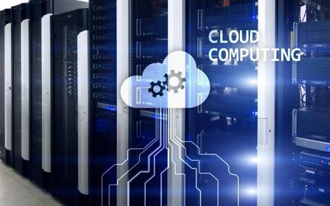 CLoud server and computing, data storage and processing. Internet and technol 스톡 사진