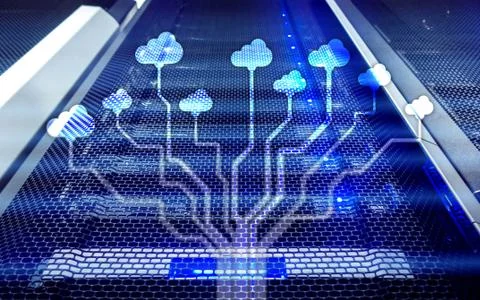 CLoud server and computing, data storage and processing. Internet and technol Stockfoto's