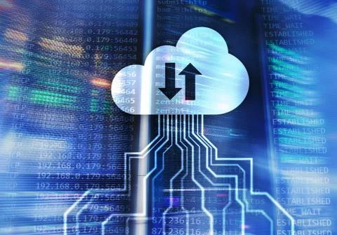 CLoud server and computing, data storage and processing. Internet and technol Stock Photos
