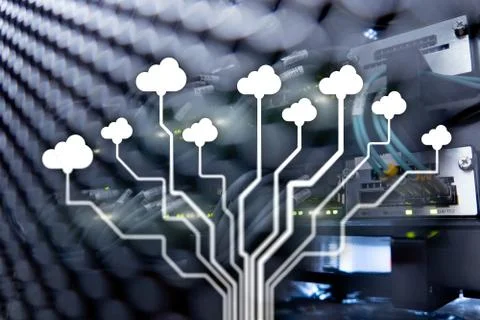 CLoud server and computing, data storage and processing. Internet and technol Stock Photos