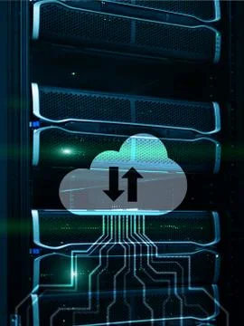 CLoud server and computing, data storage and processing. Internet and technol 库存照片