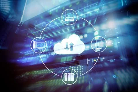 CLoud server and computing, data storage and processing. Internet and technol Foto stock