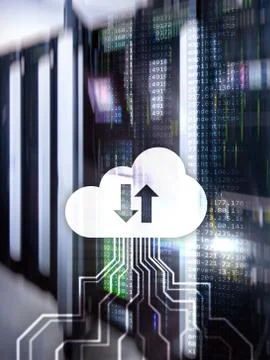 CLoud server and computing, data storage and processing. Internet and technol 스톡 사진