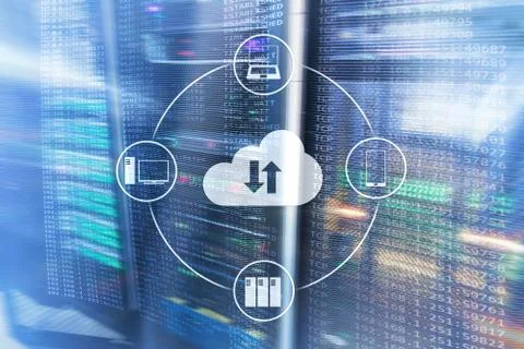 CLoud server and computing, data storage and processing. Internet and technol 스톡 사진