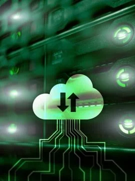 CLoud server and computing, data storage and processing. Internet and technol 库存照片