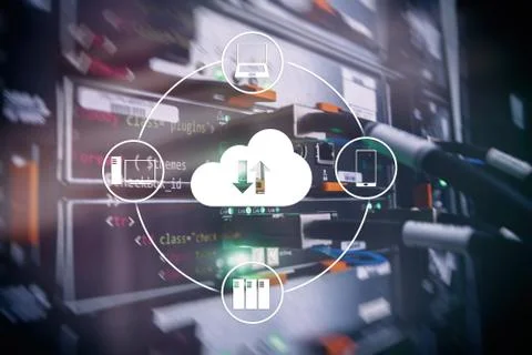 CLoud server and computing, data storage and processing. Internet and technol 写真素材