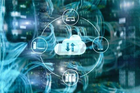 CLoud server and computing, data storage and processing. Internet and technol Foto stock