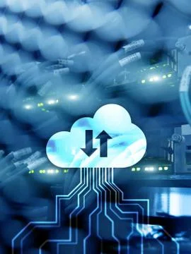 CLoud server and computing, data storage and processing. Internet and technol 스톡 사진
