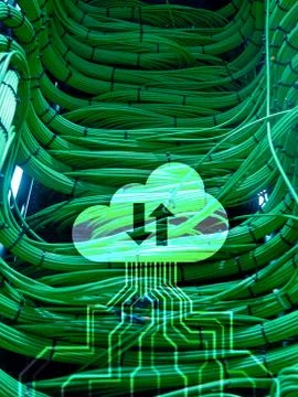 CLoud server and computing, data storage and processing. Internet and technol Stock Photos