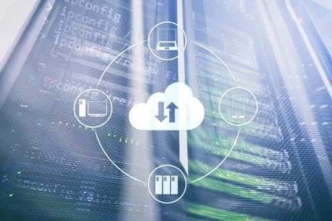 CLoud server and computing, data storage and processing. Internet and technol Foto stock