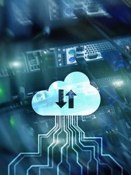 CLoud server and computing, data storage and processing. Internet and technol Stock Photos