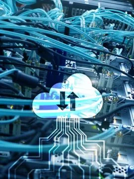 CLoud server and computing, data storage and processing. Internet and technol 库存照片