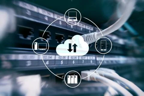 CLoud server and computing, data storage and processing. Internet and technol 스톡 사진