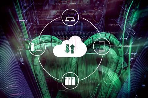 CLoud server and computing, data storage and processing. Internet and technol Stock Photos