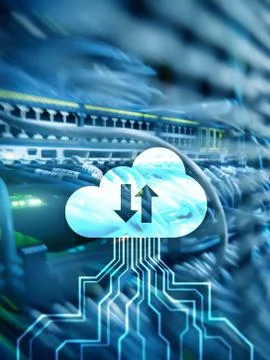 CLoud server and computing, data storage and processing. Internet and technol Stock Photos