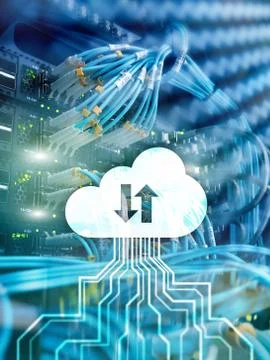 CLoud server and computing, data storage and processing. Internet and technol Stock Photos
