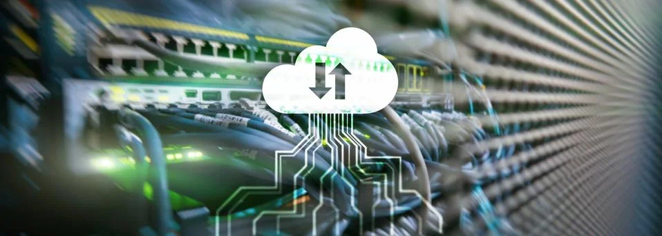 CLoud server and computing, data storage and processing. Internet and technol Stockfoto's