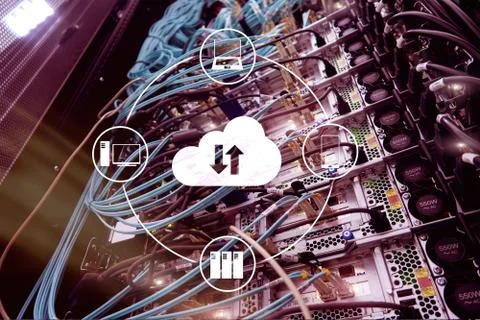 CLoud server and computing, data storage and processing. Internet and technology Stock Photos