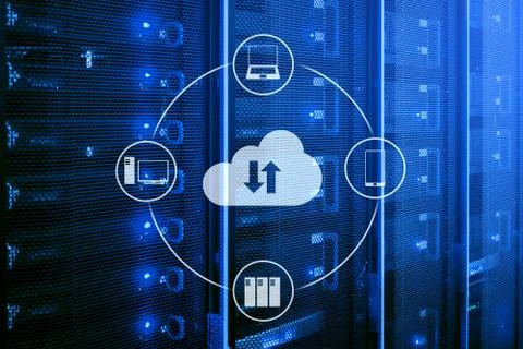 CLoud server and computing, data storage and processing. Internet and technology 스톡 사진