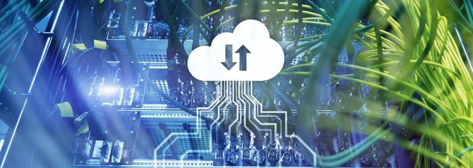 CLoud server and computing, data storage and processing. Internet and technology 스톡 사진