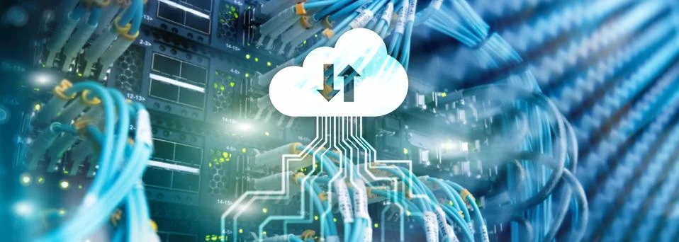 CLoud server and computing, data storage and processing. Internet and technology 库存照片