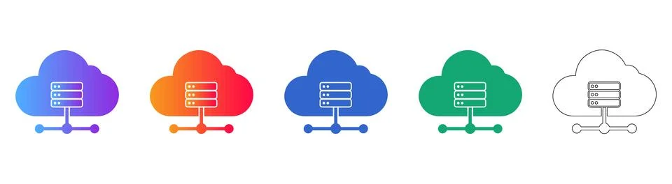 Cloud Server and Data Network Connection Icons Stock Illustration