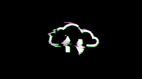 Cloud server and data storage symbol with noise glitch Stock Footage 320674205