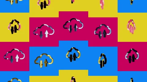 Cloud server and data storage multiple 3d golden symbols Stock Footage 320826528