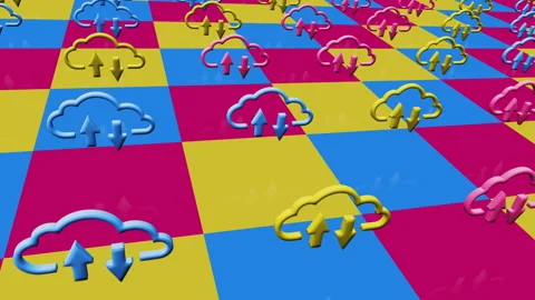 Cloud server and data storage multiple 3d symbol loop seamless Stock Footage 320826557