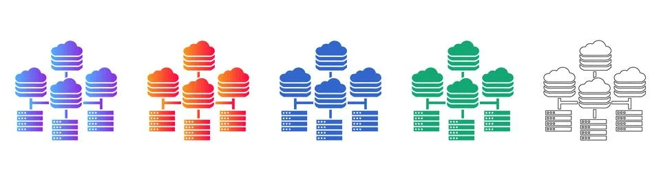 Cloud Server and Data Storage Network Icons Illustrazione stock