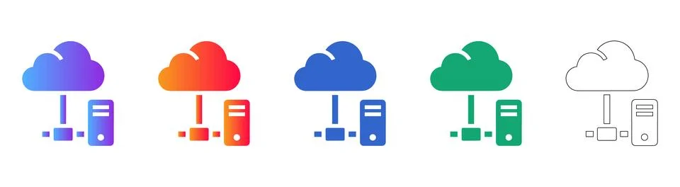 Cloud Server and Hosting Icon Set Stock Illustration