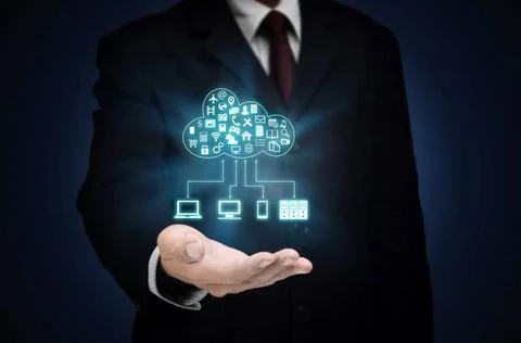  Cloud server application and hosting on internet network conceptual image... Stock-Fotos