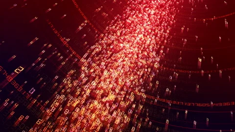 Cloud Server Big Data AI Stream Digital Network Technology concept A Red Stock Footage 144298060