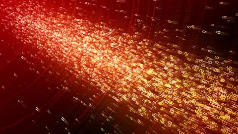 Cloud Server Big Data AI Stream Digital Network Technology concept D Red Video stock 144315457