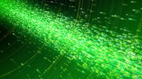 Cloud Server Big Data AI Stream Digital Network Technology concept D Green Видео 144316804