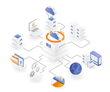 Cloud server branch office network Stock Illustration