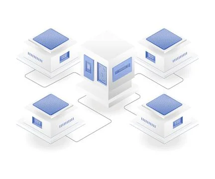 Cloud server chip network Stock Illustration