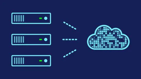 Cloud-server communication concept (blue) Stock Illustration