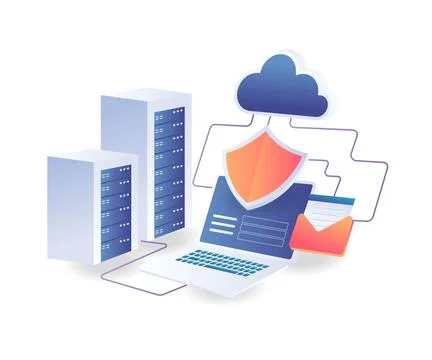 Cloud server computer data security network Stock Illustration