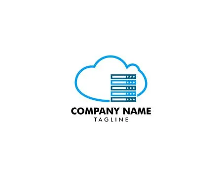 Cloud Server Computer Logo Design Template Stock Illustration