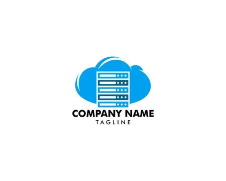 Cloud Server Computer Logo Design Template Stock Illustration