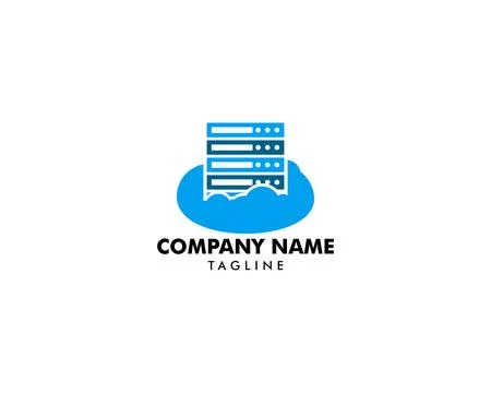 Cloud Server Computer Logo Design Template Stock Illustration