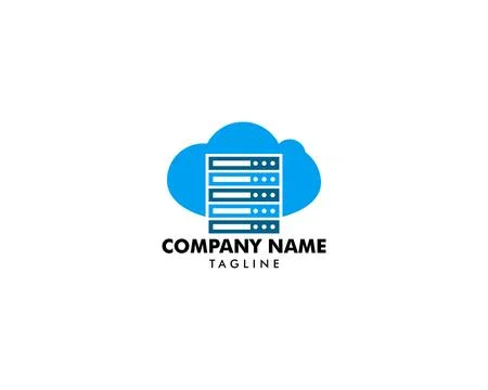 Cloud Server Computer Logo Design Template Stock Illustration