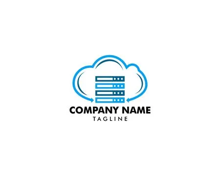 Cloud Server Computer Logo Design Template Stock Illustration