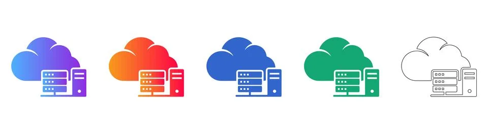 Cloud Server Computing Icon Set 库存插图