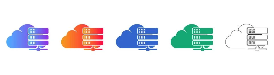 Cloud Server Computing Network Icons Illustrazione stock