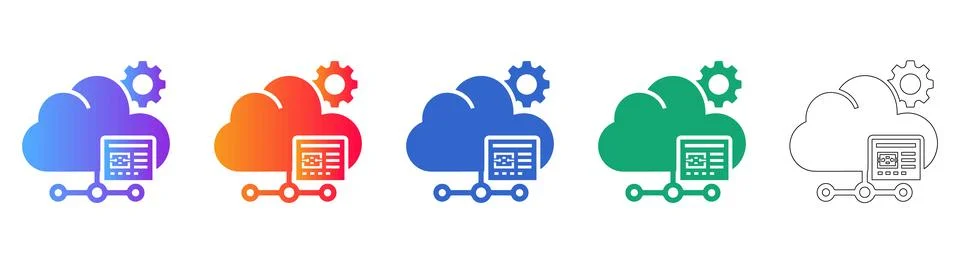 Cloud Server Configuration Icons 스톡 일러스트