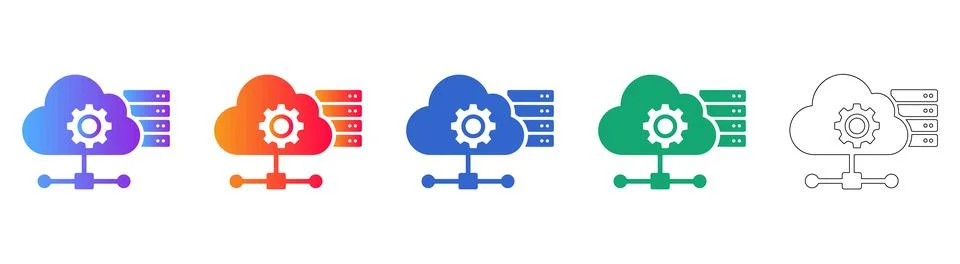 Cloud Server Configuration Icons for IT Services Stock Illustration