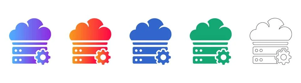 Cloud Server Configuration Settings Icons Illustrazione stock